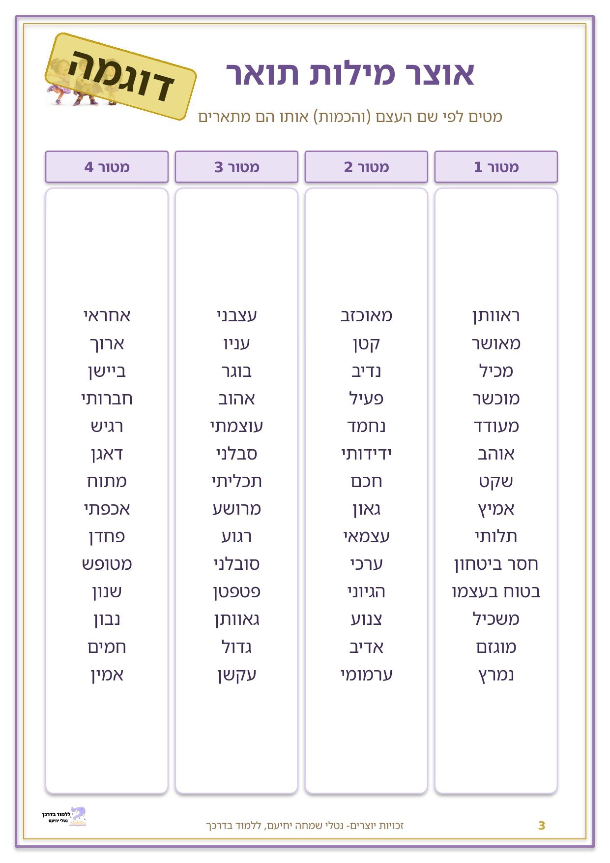 משחקי חלקי הדיבר- פועל, שם עצם ושם תואר – תמונה 2